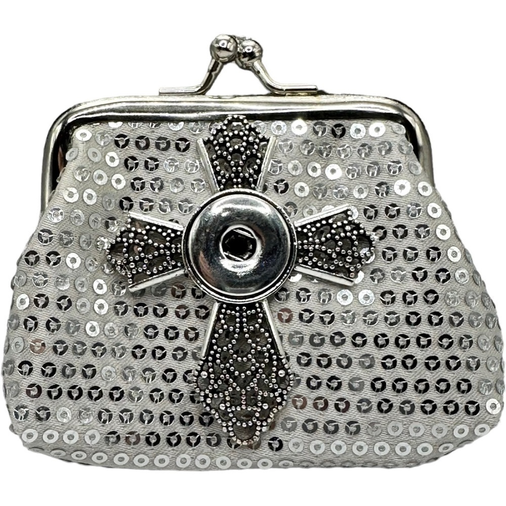 Silver Sequin Coin Micro Purse Silver Cross Purple Sparkling 18m Ginger Snap NWT - Picture 9 of 12